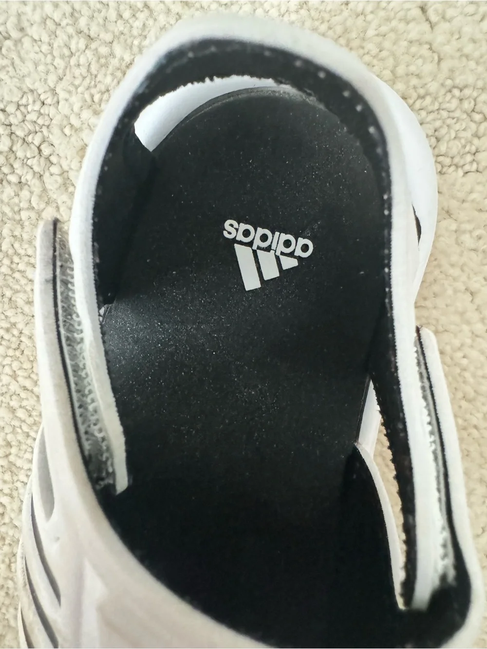adidas White and Black Kids Sandal Sneakers